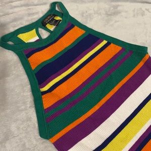 Contemporary Maxi Neon Stripped Bodycon Dress
